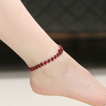 Crystal File Net red agate Garnet gift red agate Garnet anklet womens crystal fashion jewelry red rope personality simple accessories