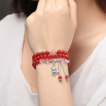 Crystal stall 2021 new red agate bracelet twelve zodiac Ox year ox fashion handstring jewelry womens young accessories
