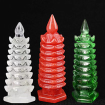 Liuli Wenchang Tower Ornaments Red Green Blue and White Crystal Tower Home Bedside Table Decoration Gift Office Desktop Decoration
