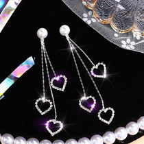 S925 silver needle love trendsetter earrings earrings jewelry temperament long Korean pendant personality wild earrings earrings female