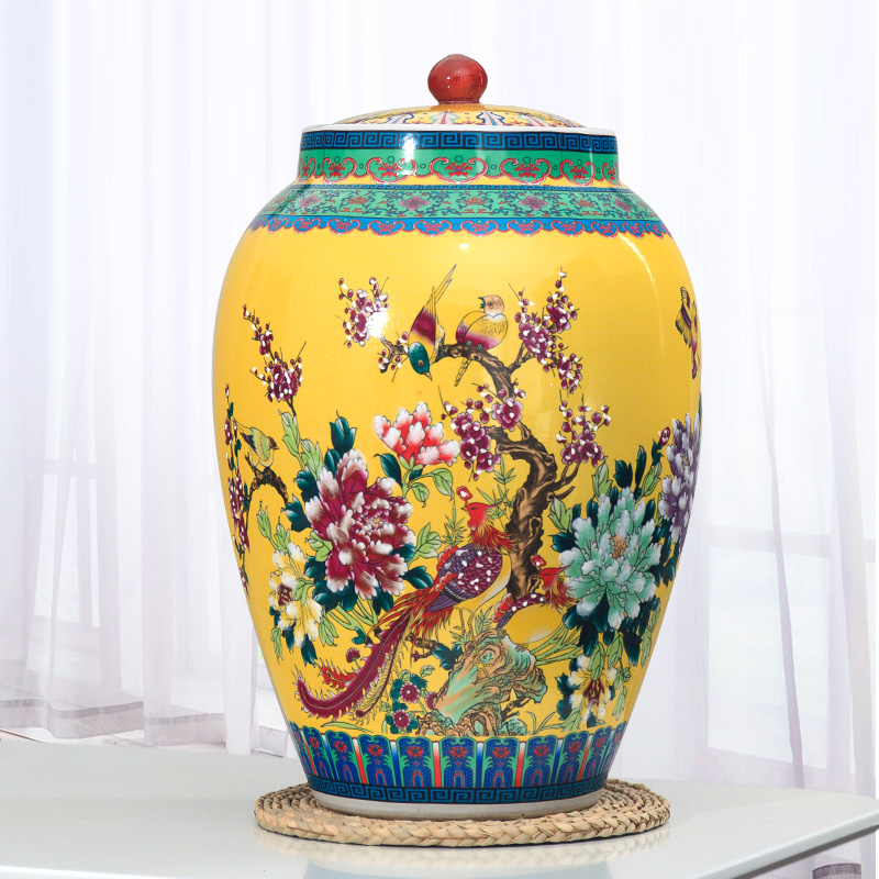 Jingdezhen ceramic barrel 20 jins 30 jins of 50 kg pack ricer box storage box with cover household moistureproof insect - resistant meter as cans