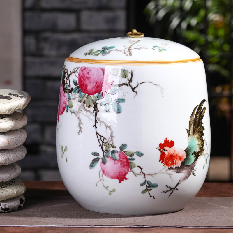 Caddy fixings ceramic seal pot store receives a large blue and white porcelain tea pot of pu 'er tea cake tin tea set