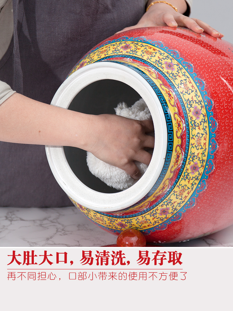 Jingdezhen domestic ceramic barrel ricer box moistureproof cylinder 20 jins 30 jins 50 pounds with cover cylinder tank storage tank