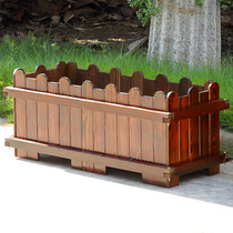 Anticorrosive wood flower box Outdoor garden carbonized wood flower pot rectangular planting box Indoor balcony vegetable box Wooden flower tank