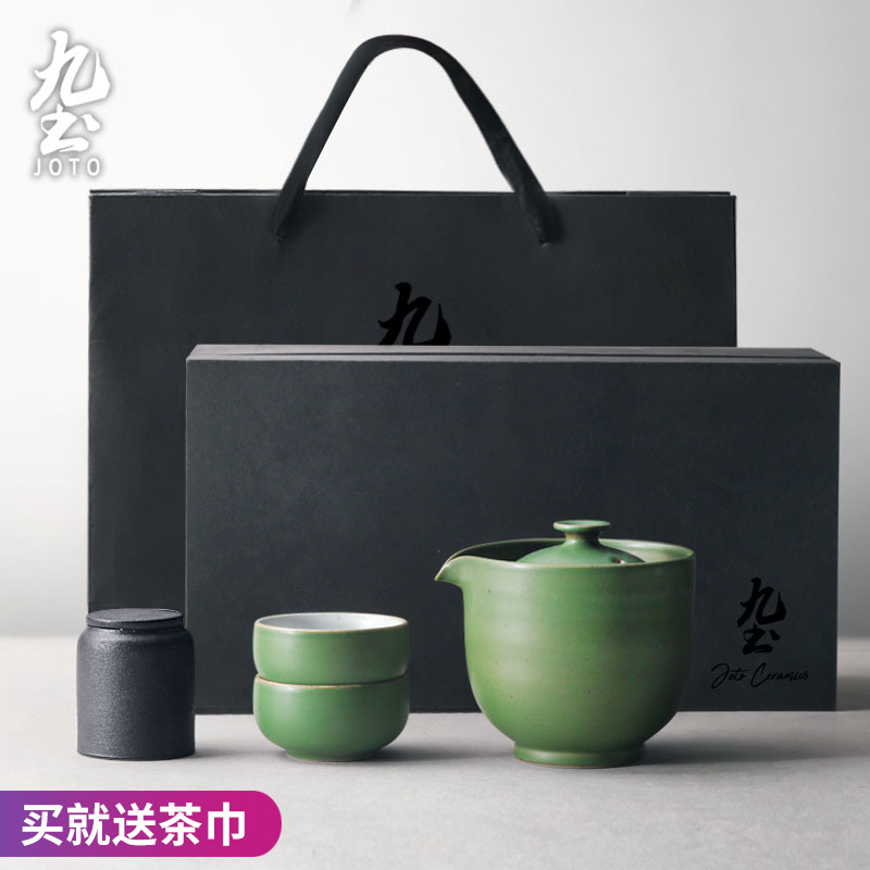 About Nine soil tea set Mid - Autumn festival gifts from the the qing hip hand - made ceramic teapot set of fine gold crack cup gift box