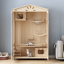 Cat cage cat Villa solid wood large cat House wooden large luxury three-story home breeding large space Cat Cabinet