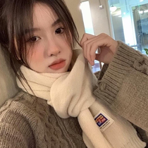 Japan's substitute BM knitted short-length cloth surrounded by Korean layout students simple pure-color scarf female winter