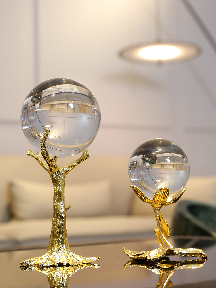 European-Style Crystal Ball Decoration Living Room Wine Cabinet Hallway Home Decorations American Creative Furnishings Money Drawing and Luck Changing