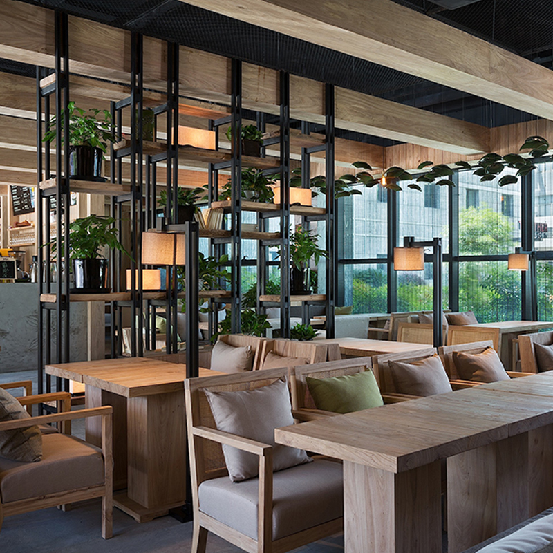 【依时利旗舰店】loft工业风设计餐厅铁艺实木隔壁架 吊顶层架咖啡
