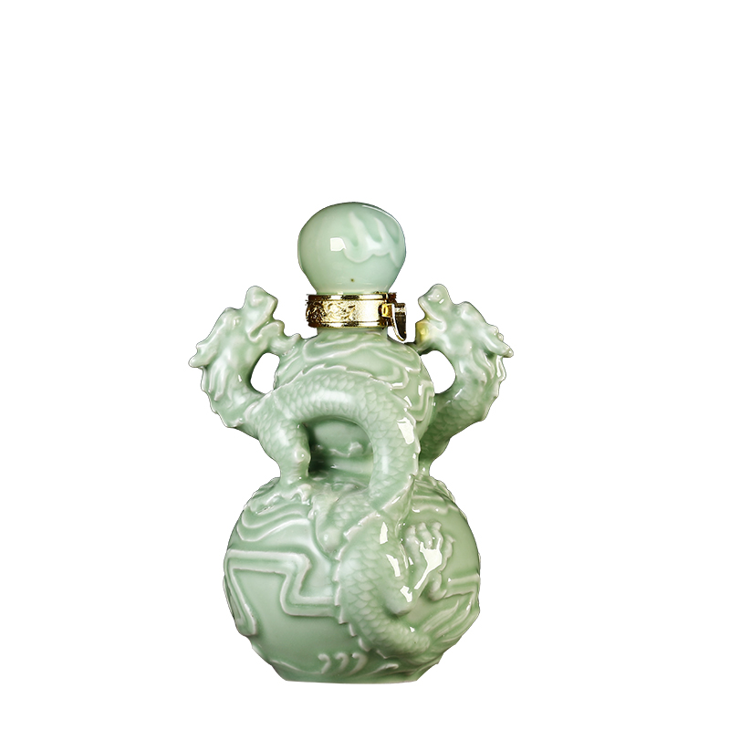 An empty bottle of jingdezhen ceramic 1 kg pack household seal dragon playing bead hip jugs handicraft decorative furnishing articles