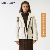 MOUSSY spring new plush lapel motorcycle casual jacket jacket coat 010DAW30-5600