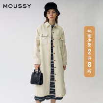 MOUSSY spring new simple solid color lapel long casual windbreaker jacket 010DAB30-7080
