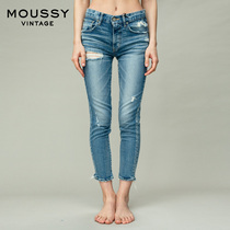 MOUSSY Vintage spring and Autumn new natural waist washed casual small feet jeans 010BAC12-2710