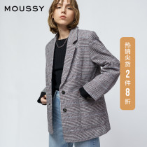 MOUSSY 2021 early spring new lapel double buckle outside the bag profile blazer 028ES530-0040