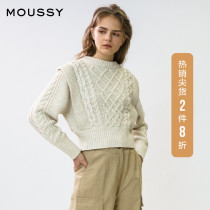 MOUSSY spring new round neck fake two pieces VINTAGE twisted pullover sweater 010DA770-5990