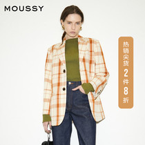 MOUSSY 2021 spring new Ming provincial road two buckles casual blazer female 010ESW30-0300