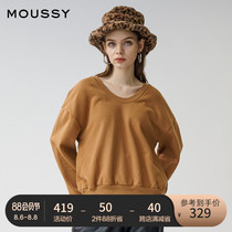 MOUSSY spring and autumn new product simple solid color round neck lantern sleeve casual sweater female 010080-5370