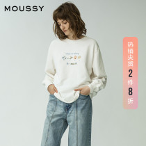 MOUSSY SPRING and autumn new products simple round neck printing loose pullover sweater female 028DA790-5160
