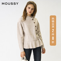 MOUSSY spring new slant placket ruffle hem waist knitwear 010DAB70-6300