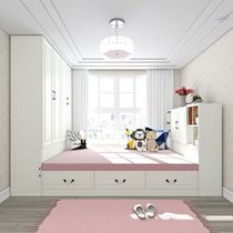 Tatami modern minimalist bookcase wardrobe one bed Children storage bed small apartment customization