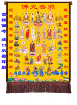 Sanbao Buddhas Pavilion Buddha Bodhisattva Portrait Buddha Statue Statue Crystal Paper Painting Full Hall Buddha couplet version