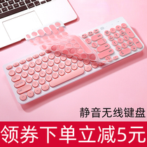 Futher Wireless Keyboard Mute Silent Retro Round Dot Punk Girls Cute Office Home Notebook Desktop Film
