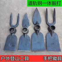 Forged small hoe Outdoor all-steel convenient two-tooth small pickaxe two-tooth fork hoe Kaishan pickaxe small foreign pickaxe flat hoe