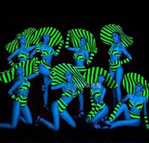 Bar female fluorescent bikini atmosphere zebra pattern suit colorful fluorescent party costume ds bikini suit