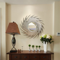 European-style entrance wall-mounted decorative mirror American classical background wall Creative hanging mirror art Living room corridor dining edge mirror
