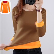 Warm long sleeve blouses woman autumn winter big code plus suede thickened to hit bottom 100 lap underwear ladies single piece of clothing
