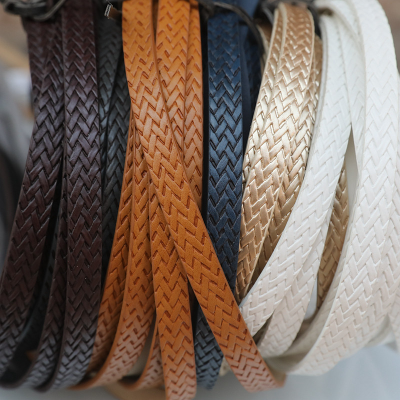 diy手工皮绳10mm宽彩色编织压纹皮条手链绳箱包抽带绳s54