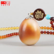 High-grade Buddha heart fruit golden bag Jade Bodhi fruit sweater chain couple natural necklace pendant pendant pendant men and women jewelry Amber
