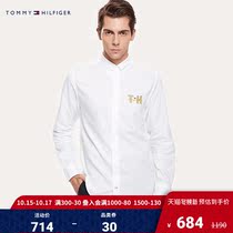 TOMMY HILFIGER Mens Spring and Autumn New Business Solid Color Long Sleeve Shirt-MW0MW10128