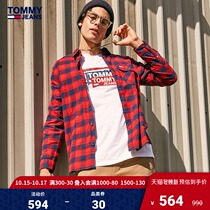 TOMMY JEANS men cotton check fashion wild long sleeve shirt DM0DM07284