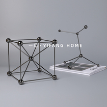 First simple and modern geometric square metal soft decoration model room desk cabinet decoration coffee table small decoration