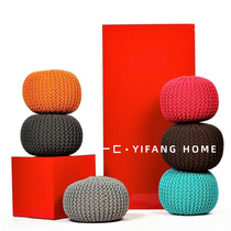 A Nordic fashion pier handmade woven group Pu Yuan pier American lazy sand creative foot pier shoe stool