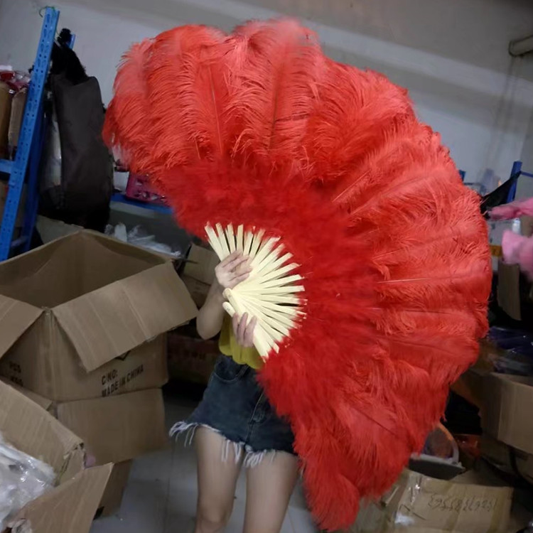 鸵鸟毛扇 肚皮舞扇羽毛扇 酒吧表演出道具包邮纯白玫红鸵鸟毛扇