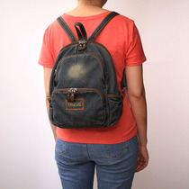 New Japanese and Korean Joker retro denim backpack for men and women casual small backpack fashion travel bag trend soft bag