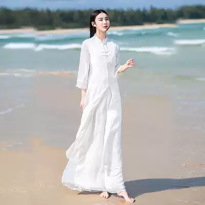 2021 summer dress new chiffon dress improved Hanfu cheongsam Chinese style literary retro National Zen women's clothing
