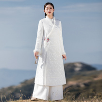 Hanfu China Wind Tang dress cotton padded jacket Thickened Cotton Suit Women Winter Dress Chinese Vinocoed Womens Clothing Cotton Coat Jacket Zen tea suit