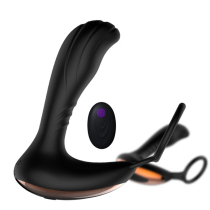 Male USB wireless remote control prostate climax massager 7 frequency P point double post-earthquake vestibular anal plug penile ring
