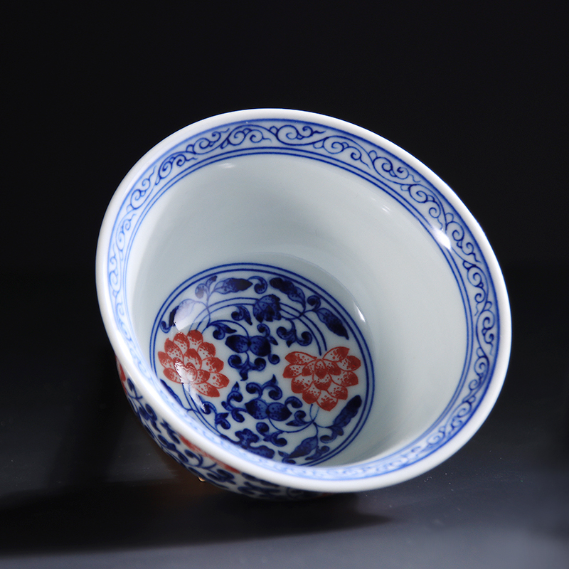 Pure manual hand - made ceramic masters cup of jingdezhen blue and white porcelain teacup single cup sample tea cup individual cup pressure hand cup