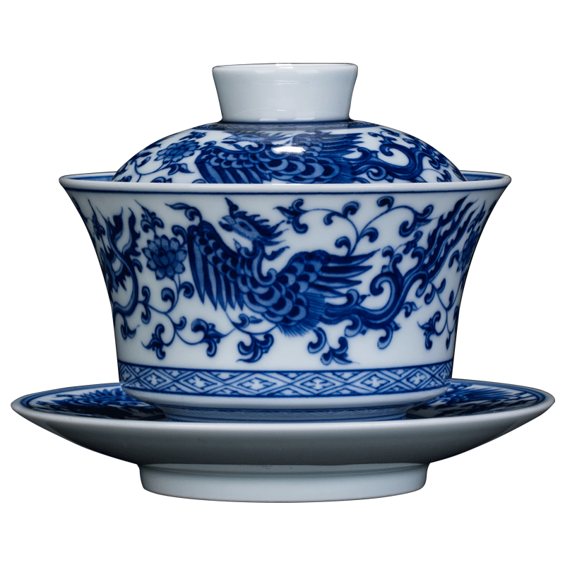 Archaize jingdezhen blue and white chicken tureen ceramic cups large bowl three just tureen hand - made porcelain cup