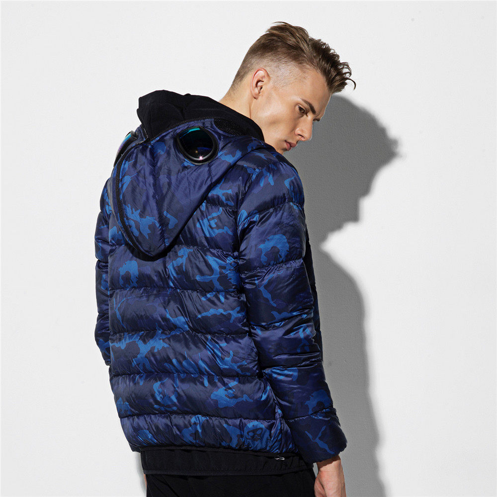 bsx潮牌羽绒服 男90%含绒量连帽印花配眼镜轻薄羽绒外套04077623