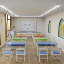 Double-layer simple activities office computer desk long bar tutoring class learning and light table reading table