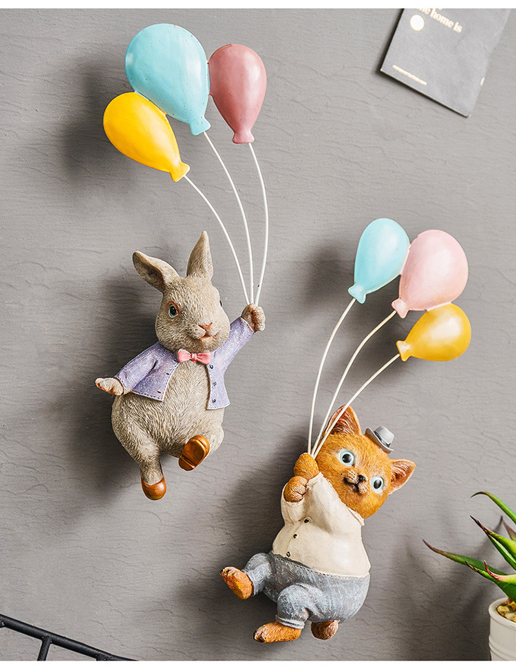 创意立体动物热气球墙饰挂饰玄关房间卧室电视背景墙面墙上装饰品