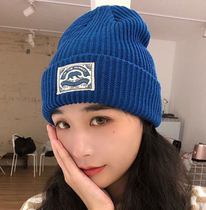 Klein blue white sapphire blue knitted hat female Korean version ins Japanese hat autumn and winter warm wool hat