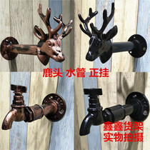 Clothing store hanger adhesive hook display stand European cast iron deer head adhesive hook wall hanging iron wall hanging water pipe point hanging