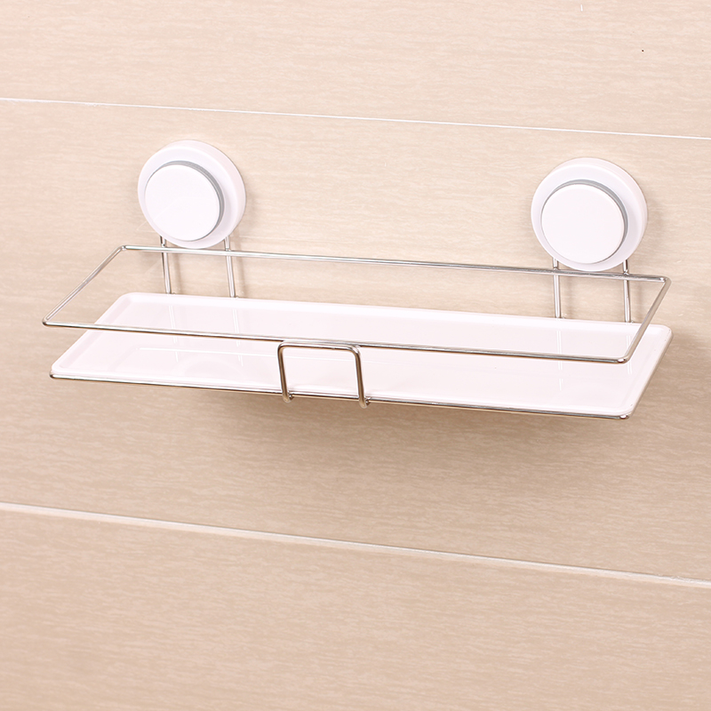 碧嘉嘉 强力吸盘单层不锈钢置物架 浴室卫生间壁挂式收纳架  大号产品展示图3
