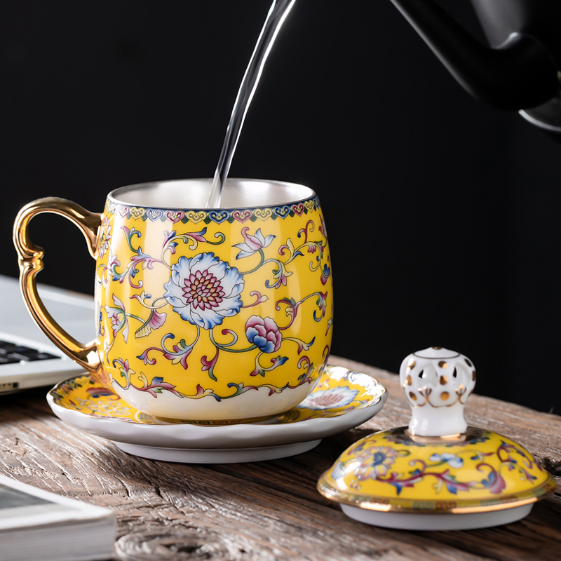 Coppering. As silver mugs jingdezhen boss office glass cup checking ceramic household enamel with cover filter cups